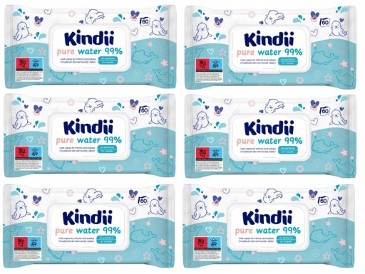 Kindi Pure Water 99% čistiace obrúsky pre dojčatá a deti 1-6 balení