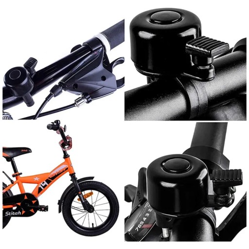 HLASITÝ KOVOVÝ HLINÍKOVÝ BICYKLOVÝ ZVONČEK NA ČIERNY MINI BICYKEL