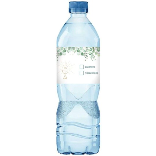ŠTÍTKY na fľašu vody SVÄTÉ PRIJÍMANIE eukalyptové nálepky vlastné meno x3