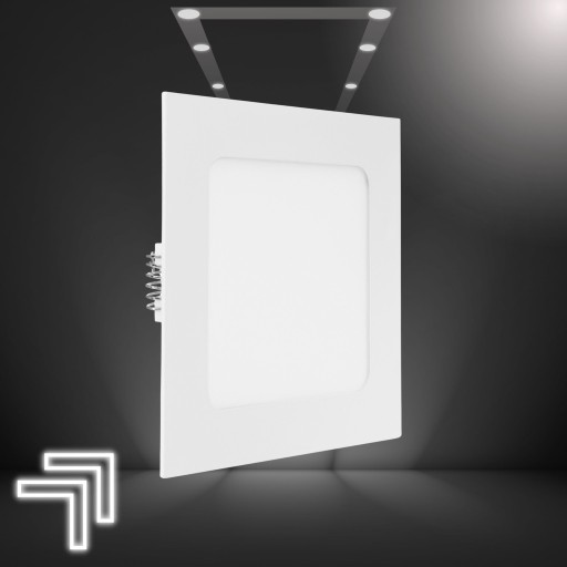 LED panel pod omietku 6W, biely, štvorcový, studený