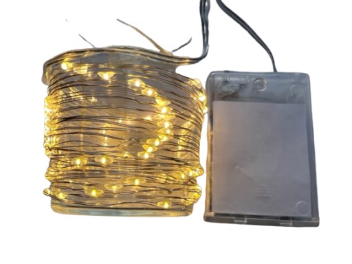 100 LED DRÔTOVÝCH SVIETIDIEL, NA BATÉRIU, TEPLÉ BIELE