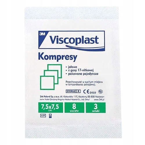 VISCOPLAST sterilné obklady 7,5cm x 7,5cm, 3 kusy