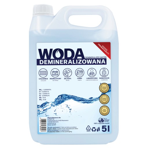 DEMINERALIZOVANÁ VODA 5L PREMIUM, NAJČISTEJŠIA