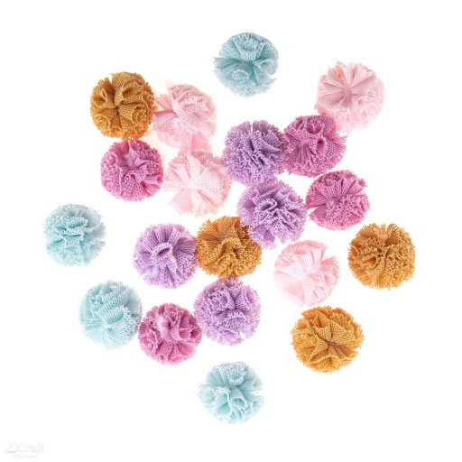 Tylové bambulky - DpCraft - pastelové, 2 cm, 20 ks.