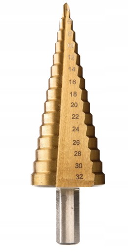 VIANOČNÝ STROMČEK KUŽELOVÁ VRTAČKA KROKOVANÁ HSS TYTAN 4-32MM VRTAČKY