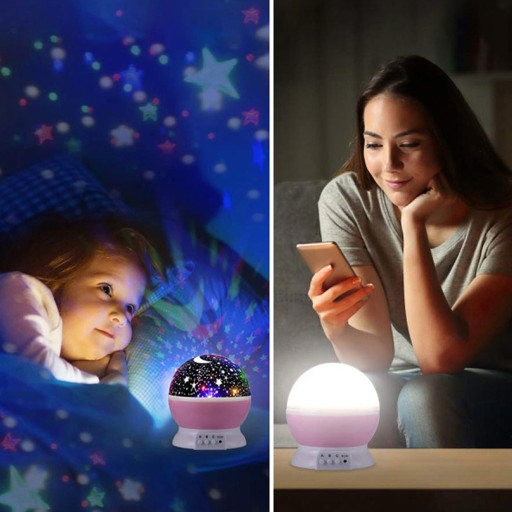 ROTAČNÁ NOČNÁ LAMPA STARS SKY PROJECTOR 2v1