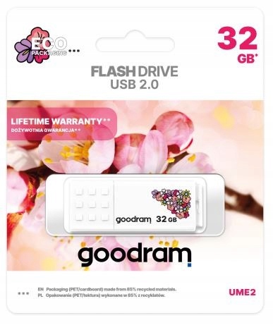 GOODRAM UME2 PENDRIVE MEMORY 32GB USB 2.0 WHITE