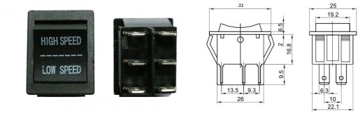 SPÍNAČ pre batériové autá, SPEED 6pin