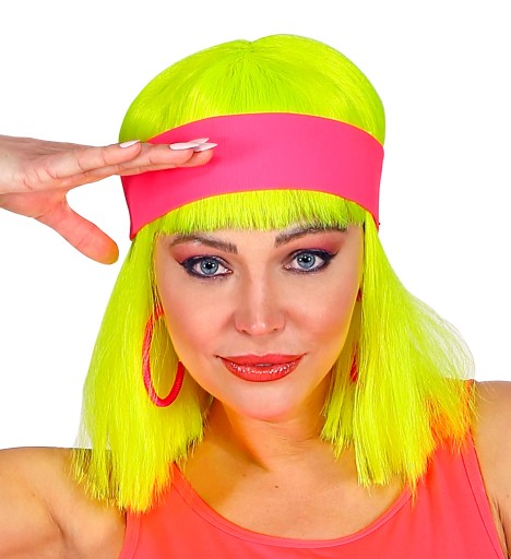 Neónová RUŽOVÁ Látková čelenka Disco karneval 80. rokov