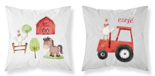 Bavlnená obliečka na vankúš 40x40 cm Detexpol traktor farmárske zvieratá bavlna
