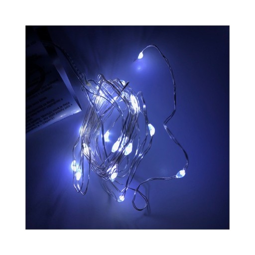 50 MIKRO LED DRÔTOVÝCH LAMP, NA AKUMULÁTOROVÚ, DEKORATÍVNE, STUDENÉ BIELE