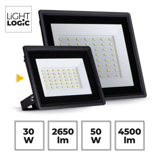 LED halogénový reflektor čierny IP65, svietidlo 30W