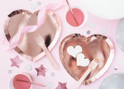 Srdce Rose Gold taniere Hen Birthday 6 ks