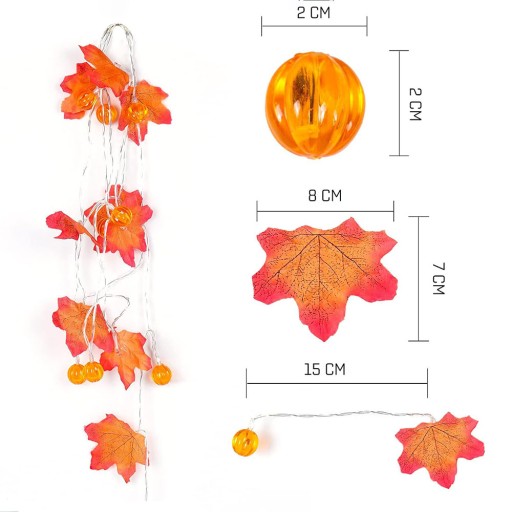DRÔTOVÉ SVETLÁ LED HALLOWEENSKÉ SVETLÁ LISTY 3M JAVOROVÉ LISTY TEKVICOVÉ DRôTOVÉ SVETLÁ