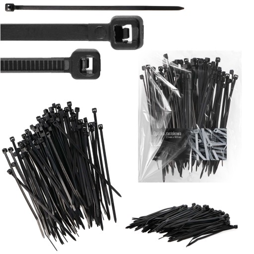 100x sťahovacie pásky Káblové pásky Zipsy 2,5 x 100 mm Silné UV sťahovacie pásky