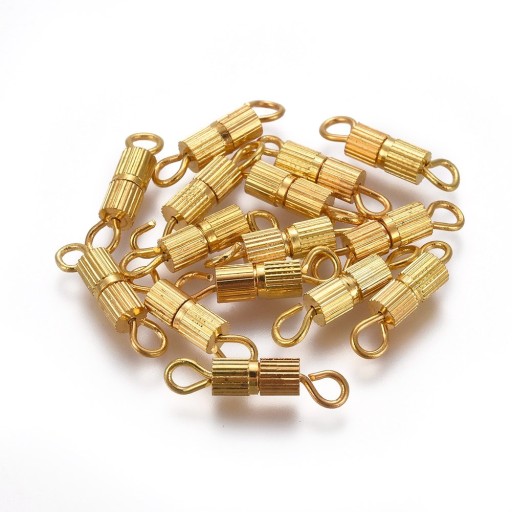Otočná spona, skrutkovacia spona, mosadz, zlato, 14 mm, spona 7 x 3 mm, 10 kusov