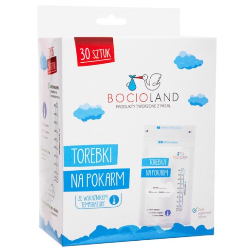 BOCIOLAND SÁČKY NA ZMRAZOVANIE, MLIEKO, 200ml, UZÁVIERKA S PÁSKOM, 30 ks.