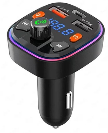 FM VYSIELAČ BLUETOOTH 5.0 NABÍJAČKA QC 3.0 PD 20 W RGB 2x USB USB-C