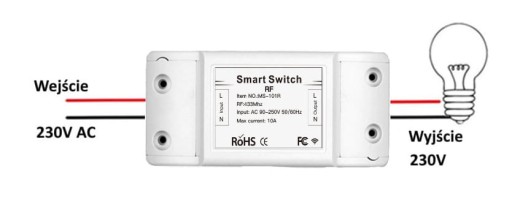 230V relé ovládané 433MHz rádiovým diaľkovým ovládačom