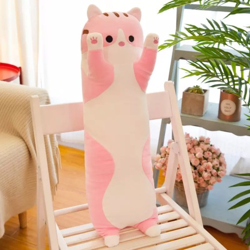 MASKOT, PLYŠOVÁ HRAČKA, DLHÝ MAČIČKA, PUDLIČKA, KLAMÁKA 50cm, HRAČKA, VANKÚŠ, HRUBÝ