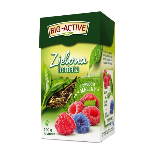 BIG-ACTIVE sypaný ZELENÝ čaj s MALINOU 100G