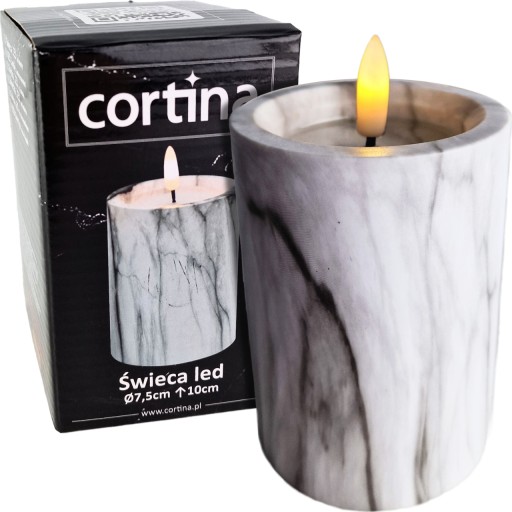 Dekoratívna sviečka na batérie 10 cm, farba Grey Marble, LED až 30 dní