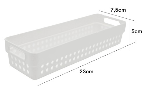 ORGANIZER nádoba na košík KOŠÍK 5x7,5x23 plast BIELA 750ml