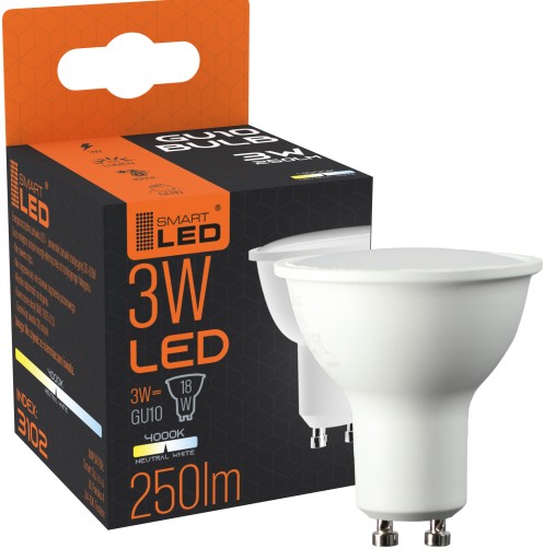GU10 LED žiarovka 2835 SMD 3W RA80 Neutral White