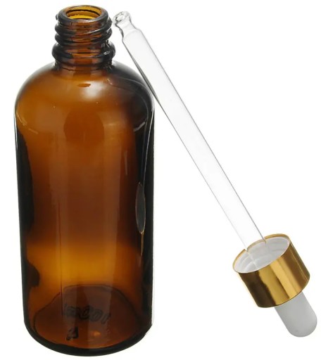 SKLENENÁ FĽAŠA pipeta s kvapkadlom 100 ml