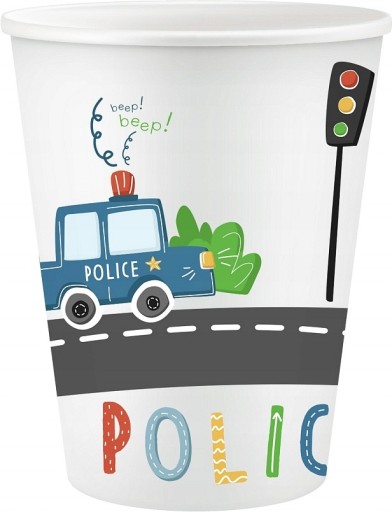 Policajné narodeninové papierové poháre 6 ks.