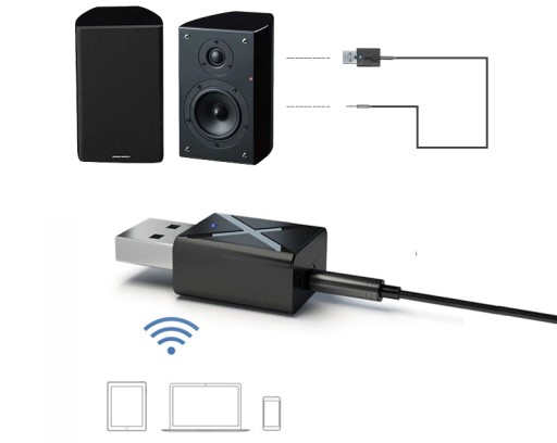 ADAPTÉR PRIJÍMAČ BLUETOOTH AUDIO 5.0 VYSIELAČ 10m