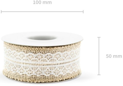STUHA JUTOVÁ STUHA S ČIPKOVOU DEKORACIOU SVADOBNÉ POSLANIE 40 MM/ 5 M