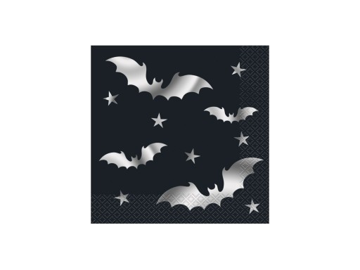 Halloweenske obrúsky Silver Bats 33cm 20ks