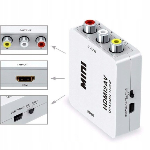 ADAPTÉR KONVERTOR HDMI NA AV RCA CVBS CINCH 1080p