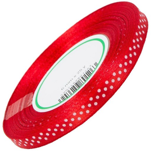 STUHA saténová STUHA bodky 6mm 22m červená