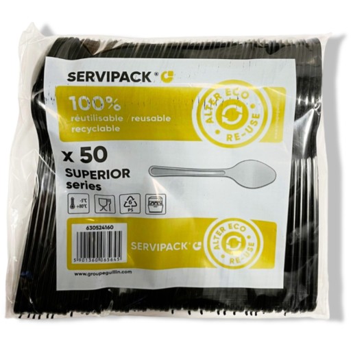PLASTOVÁ LYŽIČKA OPAKOVATEĽNÉ LYŽIČKY STRONG BLACK 50 ks