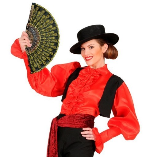 ŠPANIELSKÝ VENTILÁTOR ČIERNE ZLATÉ FLAMENCO
