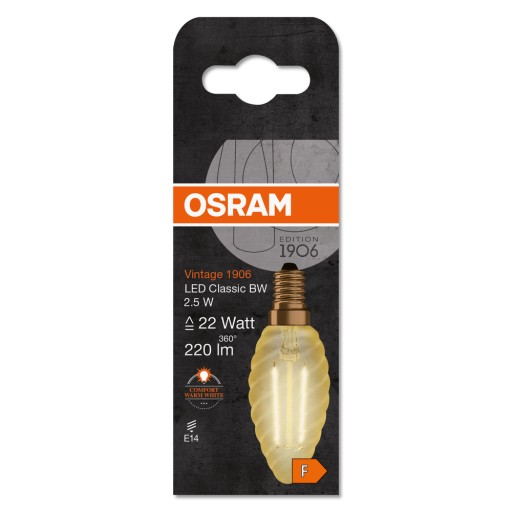 Ozdobná LED žiarovka E14 BW35 2,5W 2400K OSRAM