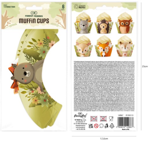 Podložky na muffiny Forest Friends, 6 ks