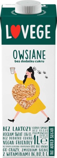 Ovsený nápoj ovsené rastlinné mlieko BEZ CUKRU UHT 1L Sante Lovege VEGE