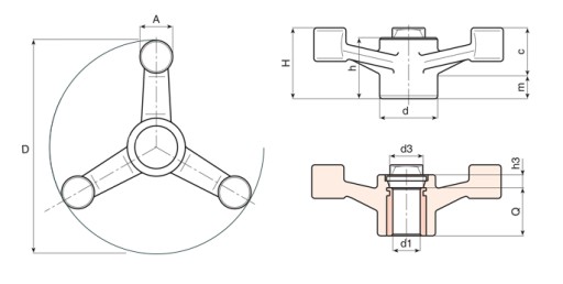 GOMBÍK TROJRAMENNÝ 137mm KĽÚČKA KĽÚČKA PA+GF