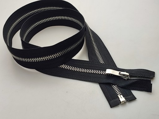 Kovový bežec na zips #5, leštený, 80 cm, čierny/nikel