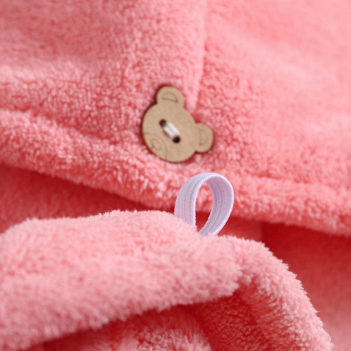 UTERÁK NA SUŠENIE VLASOV Čiapka na hlavu BEAR CLOSURE Mikrovlákno Ružová