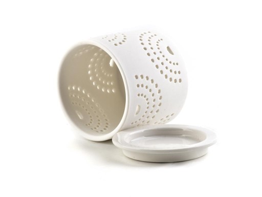 Voňavý olejový krb AROMATERIAPII voskový olejový prelamovaný BIELY 7,5 cm