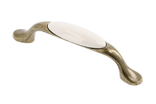 Retro porcelánová nábytková úchytka GTV 96mm zlatá