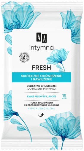 AA INTÍMNE Utierky 15KS PRE ČERSTVÚ INtímnu HYGIENU