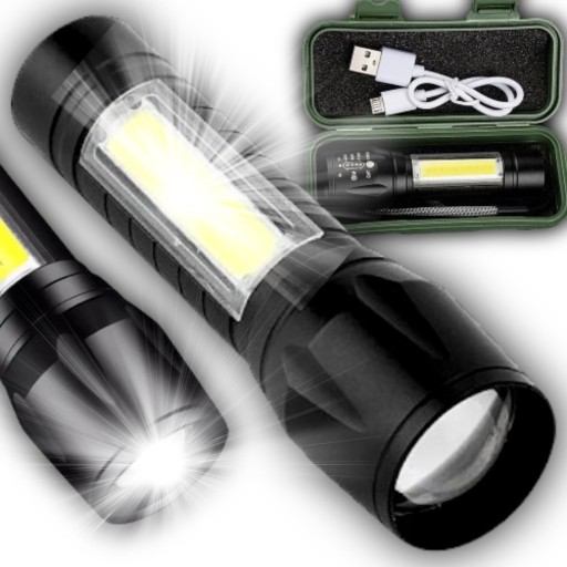 VÝKONNÁ LED COB ZOOM USB TAKTICKÁ BATERKA