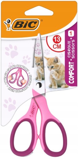 BIC COMFORT DECOR GUMOVÉ ŠKOLSKÉ NOŽNICE 13CM RUŽOVÉ, BEZPEČNÉ PRE DETI