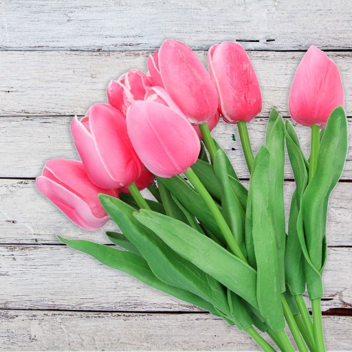 Umelé tulipánové kvety TULIPS ako živé ozdobné kytice do vázy s ružami