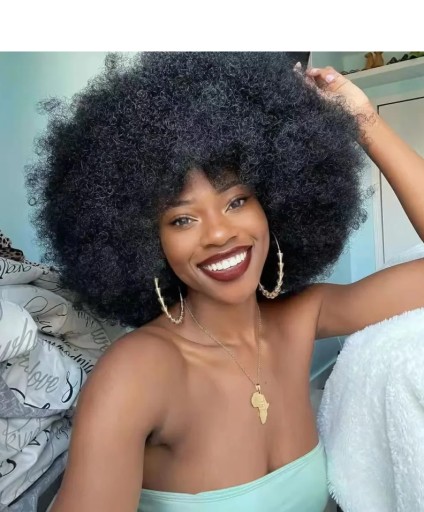 DÁMSKA Parochňa AFRO ČIERNA KUČERATÉ VLASY REALISTICKÝ OBJEM
